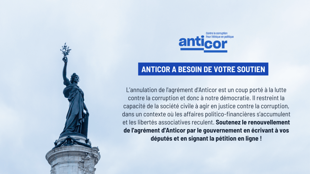 Aidez Anticor à récupérer son agrément anticorruption&nbsp;!